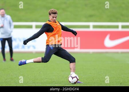 DELE Alli tire pendant la séance d'entraînement de l'équipe d'Angleterre à St George's Park, Burton on Trent. Photo date 19 mars 2019. Le crédit photo doit se lire comme suit : James Wilson/Sportimage via PA Images Banque D'Images