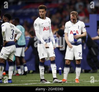 Le DELE Alli de Tottenham semble abattu au dernier coup d'envoi lors du match de la Ligue des champions de l'UEFA au stade Wanda Metropolitano, à Madrid. Date de la photo : 1er juin 2019. Le crédit photo doit être lu : David Klein/Sportimage via PA Images Banque D'Images