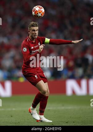 Jordan Henderson de Liverpool lors du match de la Ligue des champions de l'UEFA au stade Wanda Metropolitano de Madrid. Date de la photo : 1er juin 2019. Le crédit photo doit être lu : David Klein/Sportimage via PA Images Banque D'Images