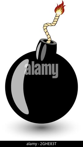 Bombe de dessin animé avec illustration vectorielle style pop art de feu. Avec détonateur de feu dans le style pop art ancien isolé sur fond blanc. Style bande dessinée imit Illustration de Vecteur
