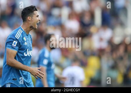 Cristiano Ronaldo de Juventus réagit avec colère pendant le match de Serie A au Stadio Ennio Tardini, à Parme. Date de la photo : 24 août 2019. Le crédit photo doit être lu : Jonathan Moscrop/Sportimage via PA Images Banque D'Images