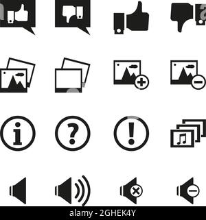 Ensemble simple d'icônes de ligne vectorielle associée à l'approbation. Contient des icônes telles que le son, la vidéo, la galerie, la photo et plus encore. Illustration de Vecteur