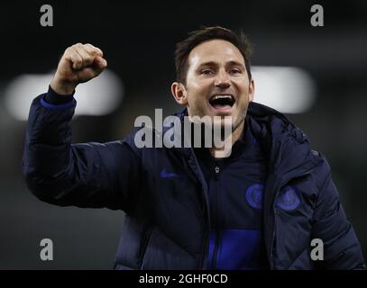 Frank Lampard, directeur de Chelsea, célèbre la victoire lors du match de la Premier League à Bramall Lane, Sheffield. Date de la photo : 21 octobre 2019. Le crédit photo doit se lire comme suit : Simon Bellis/Sportimage via PA Images Banque D'Images