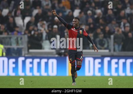 Christian Kouame de Gênes CFC célèbre après avoir obtenu le score de 1-1 lors du match de la série A à l'Allianz Stadium de Turin. Date de la photo : 30 octobre 2019. Le crédit photo doit être lu : Jonathan Moscrop/Sportimage via PA Images Banque D'Images