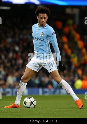 Leroy Sane de Manchester City - Manchester City contre le FC Bâle, Ligue des champions de l'UEFA, Round of 16 - second Leg, Etihad Stadium, Manchester - 7 mars 2018. Banque D'Images