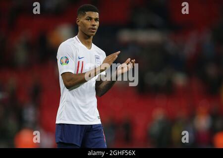 Marcus Rashford, d'Angleterre, célèbre après le match de qualification de l'UEFA Euro 2020 au stade Wembley, à Londres. Date de la photo : 14 novembre 2019. Le crédit photo doit se lire comme suit : Paul Terry/Sportimage via PA Images Banque D'Images