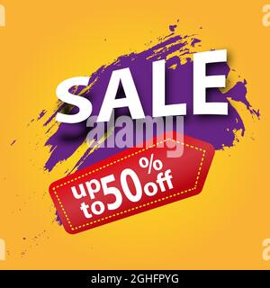 Modèle de bannière de vente, Grande offre spéciale de vente. Bannière d'offre spéciale de fin de saison. Illustration vectorielle. Illustration de Vecteur