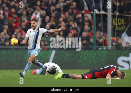 L'attaquant italien du Latium Ciro Immobile célèbre après le coup de sifflet final de la série A match à Luigi Ferraris, Gênes. Date de la photo : 23 février 2020. Le crédit photo doit être lu : Jonathan Moscrop/Sportimage via PA Images Banque D'Images