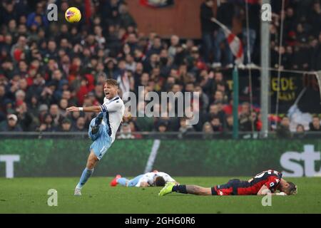 L'attaquant italien du Latium Ciro Immobile célèbre après le coup de sifflet final de la série A match à Luigi Ferraris, Gênes. Date de la photo : 23 février 2020. Le crédit photo doit être lu : Jonathan Moscrop/Sportimage via PA Images Banque D'Images