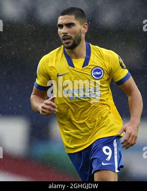 Neal Maupay de Brighton lors du match de la Premier League à Goodison Park, Liverpool. Date de la photo : 3 octobre 2020. Le crédit photo doit se lire comme suit : Andrew Yates/Sportimage via PA Images Banque D'Images