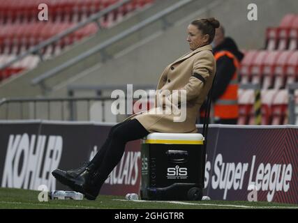 Casey Stoney, entraîneure en chef de Manchester United Women, lors du match de la Super League FA WomenÕs au Leigh Sports Village, Leigh. Date de la photo : 8 novembre 2020. Le crédit photo doit être lu : Darren Staples/Sportimage via PA Images Banque D'Images