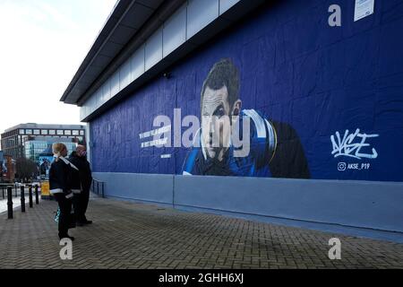 Rob Burrow, joueur de la Leeds Rugby League, peint sur le côté des bâtiments et des murs Sport Related Street Art en souvenir de leurs héros, Picture date 16 décembre 2020. Le crédit photo doit se lire comme suit : John Clifton/Sportimage via PA Images Banque D'Images