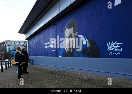 Rob Burrow, joueur de la Leeds Rugby League, peint sur le côté des bâtiments et des murs Sport Related Street Art en souvenir de leurs héros, Picture date 16 décembre 2020. Le crédit photo doit se lire comme suit : John Clifton/Sportimage via PA Images Banque D'Images