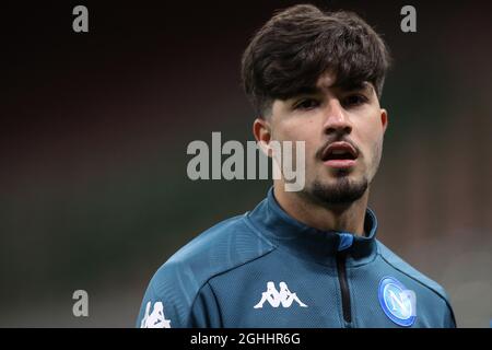Antonio Cioffi de SSC Napoli pendant l'échauffement avant la série Un match à Giuseppe Meazza, Milan. Date de la photo : 14 mars 2021. Le crédit photo doit être lu : Jonathan Moscrop/Sportimage via PA Images Banque D'Images