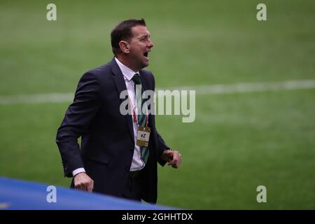 Ian Baraclough l'entraîneur-chef d'Irlande du Nord réagit lors du match de qualification de la coupe du monde de la Fifa au Stadio Ennio Tardini, à Parme. Date de la photo : 25 mars 2021. Le crédit photo doit être lu : Jonathan Moscrop/Sportimage via PA Images Banque D'Images