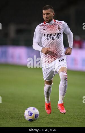 Turin, Italie, le 12 mai 2021. Ante Rebic de l'AC Milan pendant la série Un match au Stadio Grande Torino, Turin. Le crédit photo doit être lu : Jonathan Moscrop / Sportimage via PA Images Banque D'Images