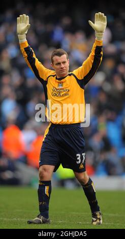 Shay donné de Manchester City célèbre la victoire lors du match de la Barclays Premier League, Manchester City vs. Middlesbrough Banque D'Images