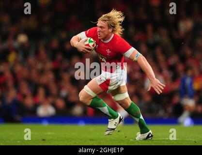 Andy Powell du pays de Galles en plein vol pendant la série permanente Invesco entre le pays de Galles et l'Argentine au Millennium Stadium, Cardiff. Banque D'Images