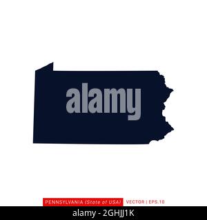Modèle de conception d'illustrations vectorielles de la carte de Pennsylvanie (États-Unis). Vecteur eps 10. Illustration de Vecteur