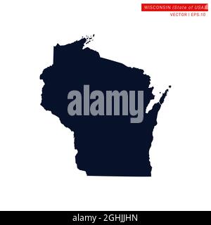 Modèle de conception d'illustrations vectorielles du Wisconsin (États-Unis). Vecteur eps 10. Illustration de Vecteur