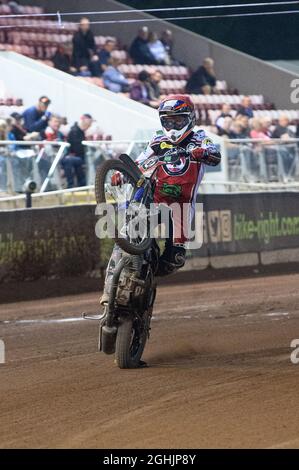 MANCHESTER, ROYAUME-UNI. 6 SEPT. Steve Worrall Wheels lors du match SGB Premiership entre Belle vue Aces et Sheffield Tigers au National Speedway Stadium, Manchester, le lundi 6 septembre 2021. (Credit: Ian Charles | MI News) Credit: MI News & Sport /Alay Live News Banque D'Images