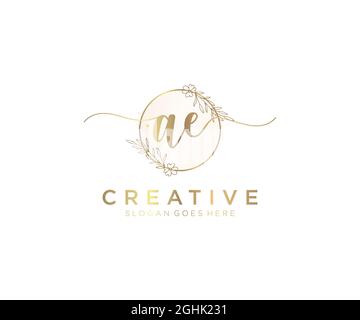 AE logo féminin beauté monogramme et élégant logo design, écriture logo de la signature initiale, mariage, mode, floral et botanique avec la création Illustration de Vecteur