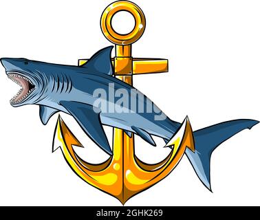illustration vectorielle d'un requin autour de l'ancrage Illustration de Vecteur