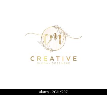 CM logo féminin beauté monogramme et élégant logo design, écriture logo de la signature initiale, mariage, mode, floral et botanique avec la création Illustration de Vecteur