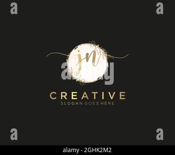 JN logo féminin beauté monogramme et élégant logo design, écriture logo de la signature initiale, mariage, mode, floral et botanique avec la création Illustration de Vecteur