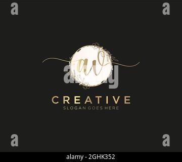 AV logo féminin beauté monogramme et élégant logo design, écriture logo de la signature initiale, mariage, mode, floral et botanique avec la création Illustration de Vecteur