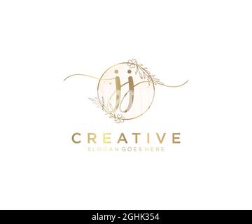 JJ logo féminin beauté monogramme et élégant logo design, écriture logo de la signature initiale, mariage, mode, floral et botanique avec la création Illustration de Vecteur