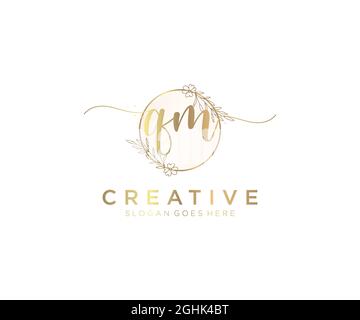 QM féminine logo beauté monogramme et élégant logo design, écriture logo de la signature initiale, mariage, mode, floral et botanique avec la création Illustration de Vecteur