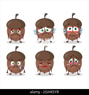 Dessin animé Acorn de caractère avec une expression triste. Illustration vectorielle Illustration de Vecteur