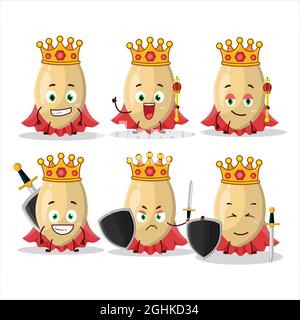 Personnage charismatique de dessin animé King Pine NUTS portant une couronne dorée. Illustration vectorielle Illustration de Vecteur