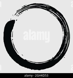 Icône forme artistique noire Enso Zen Circle Vector Illustration de Vecteur