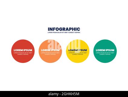 Quatre étapes encerclssent la conception de l'infographie. Illustration vectorielle Illustration de Vecteur