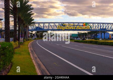 Un panneau de bienvenue à Daytona Beach, Floride. Banque D'Images