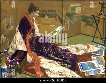 James McNeill oeuvre de Whistler intitulée Caprice en violet et or - The Golden Screen - 1864 Banque D'Images