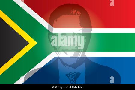 Drapeau sud-africain avec image de Nelson Mandela, illustration vectorielle Illustration de Vecteur