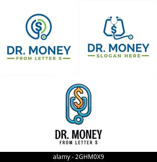 Business financier médical stéthoscope médecin logo design Illustration de Vecteur