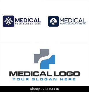 Croix médicale personnes sain logo design Illustration de Vecteur