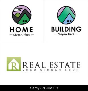 Immobilier icône maison toit logo design Illustration de Vecteur