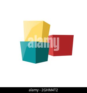 Dessin animé plat pour enfants blocs cube pour jouer, famille saine et heureux enfant vecteur illustration concept Illustration de Vecteur