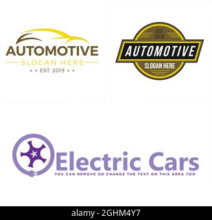 Logo d'emblème électrique de voiture automobile Illustration de Vecteur