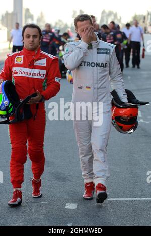 23.02.2012 Barcelone, Espagne, Felipe Massa (BRA), Scuderia Ferrari et Michael Schumacher (GER), Mercedes AMG Petronas - tests de Formule 1, jour 3 - Championnat du monde de Formule 1 Banque D'Images