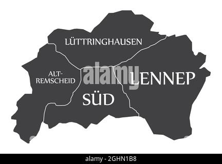 Remscheid City Map Allemagne DE labeled Black illustration Illustration de Vecteur