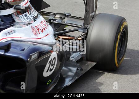 Valtteri Bottas (fin) Williams FW34 détail de l'échappement et de la suspension arrière du troisième conducteur. 12.10.2012. Championnat du monde de Formule 1, Rd 16, Grand Prix de Corée, Yeongam, Corée du Sud, Journée d'entraînement. Banque D'Images