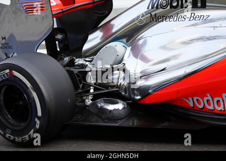 McLaren MP4/27 avec capteur à la suspension arrière et à l'échappement. 07.11.2012. Test des jeunes pilotes de formule 1, 2e jour, circuit Yas Marina, Abu Dhabi, Émirats Arabes Unis. Banque D'Images