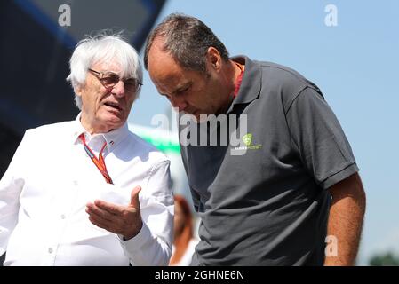 (De gauche à droite) : Bernie Ecclestone (GBR) avec Gerhard Berger (AUT). 02.07.2016. Championnat du monde de Formule 1, Rd 9, Grand Prix d'Autriche, Spielberg, Autriche, Jour de qualification. Le crédit photo doit être lu : images XPB/Press Association. Banque D'Images