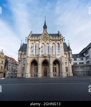 Hôtel de ville d'Erfurt (Rathaus) sur la place Fischmarkt - Erfurt, Thuringe, Allemagne Banque D'Images